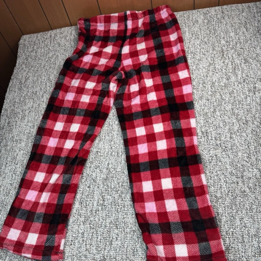 Faded Glory Lot of 2 Womens Large Sleepwear Pants Plaid Hearts Red Pink Pajama